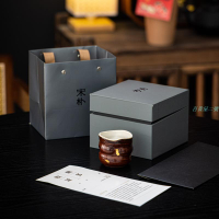 宋樸蘇揚燁大師純手工點金杯主人杯品茗杯手拉胚茶杯禮盒裝柴燒紅