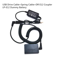 USB Drive Cable adapter+ DR-E12 DR E12 DRE12 DC Coupler LP E12 Dummy Battery For Canon EOS M M2 M10 M50 M100 M200