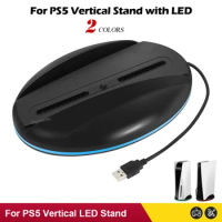 NEW 2 Colors For PS5 Game Console LED Light Stand Vertical Station Holder with 3 USB 2.0 Ports for Playstation 5 PS5 Accessories
