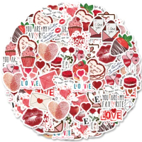 46PCS Red Love Theme Stickers Decorated Notebook Water Bottle Diary Guitar Phone Case And Other Classic Toy Stationery DIY Decal