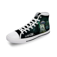 Gorillaz Rock Band ChakaKhan Cool White Cloth Fashion 3D Print High Top Canvas Shoes Men Women Lightweight Breathable Sneakers