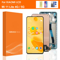 Original For Xiaomi Mi 11 Lite M2101K9AG LCD Display,Touch Screen with frame Digitizer Assembly For Xiaomi Mi11Lite 5G M2101K9G