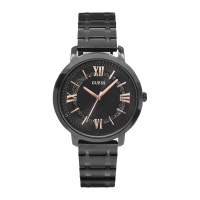 【GUESS】黑色系 簡約精緻面 不鏽鋼錶帶腕錶 母親節(W0933L4)