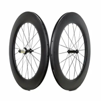 Free shipping 88mm depth road carbon wheels 700C 23mm width bike Clincher/Tubular carbon fiber wheelset with Powerway R36 hub