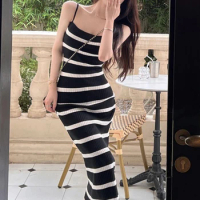 Fashion Women Dress Casual Simple Sexy Strap Backless Skinny Slim Midi Party Club Vacation Inner-Match Robe Femme Mujer Vestidos