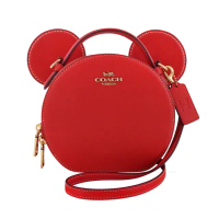 【COACH】Disney聯名米奇造型皮革雙層手提/斜背兩用包(紅色)