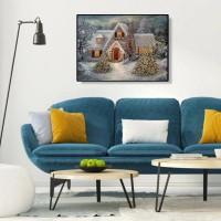 Snow House 5D Diamond Painting Rhinestone Full Square Drill for Room Decoration