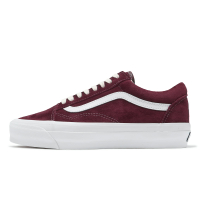 Vans 休閒鞋 Old Skool 36 男鞋 酒紅 白 Lx Pig Suede 麂皮 鬆餅格紋 板鞋 VN000CNG4QU