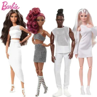 Original Barbie Looks Dolls Ken Dark Skin Signature Fashionista Multi Joints Mobility Collectible Toys for Girls Collector Gifts