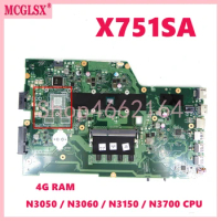 X751SA With N3050 N3060 N3700 CPU 4G-RAM UMA Notebook Mainboard For ASUS X751S X751SJ X751SV X751SA Laptop Motherboard