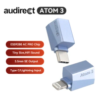 Audirect ATOM3 ESS9280 AC Pro Portable DAC Headphone Amplifier Atom 3 DSD512 3.5mm SE Output USB Type C/Lightning Input DAC Amp