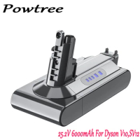 Powtree V10 Replacement Battery 25.2V 6000mAh For Dyson V10,SV12,V10 Absolute,V10 Fluffy , cyclone V10 Battery Vacuum Cleaner