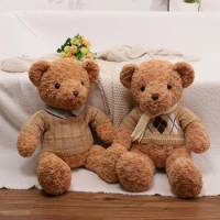 Cartoon Teddy Bear Plush Toys Big Size Stuffed Soft Animals Bear Wear Sweater Dressing up Doll For Girls Kids Birthday Gifts