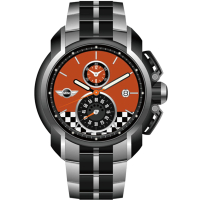 【MINI Swiss Watches】賽車 旗幟計時腕錶(橘/45mm/MINI-36)