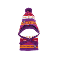 單秋冬季女孩兒童帽子圍脖兩件套加厚針織搖粒絨保暖滑雪帽1入