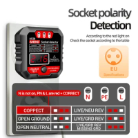 AC28 Socket Detector Universal Battery Tester Checker Test Power Socker LCD Voltage Tester Phase Meter Detector Tool