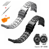 Watch accessories for Casio EF-550D arc interface 22MM folding buckle men's and women's business high-end stainless steel strap