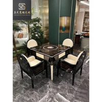 Italian light luxury solid wood mahjong table villa large family electric mahjong machine from the high-end household
