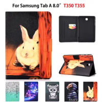 SM-T355 Case For Samsung Galaxy Tab A 8.0"T350 T355 P350 Cover Smart Case Funda Fashion painted Silicone PU Leather Stand Shell