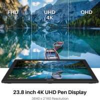 HUION Kamvas Pro 24 4K UHD Graphics Tablet Monitor 23.8 Inch 140% sRGB 8192 Level Batteryfree Display Drawing Monitor for Androi