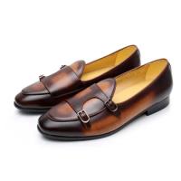 Men's Leather Monk Strap Shoes Formal Dress Style Footwear