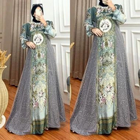 Gamis Salma Silk Sultan Motif Mewah | Dress Satin Printing Wanita Kondangan Lebaran Salma Forest