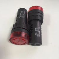 2pcs AC 220V 22mm Buzzer Warning Red LED Accident Signal Indicator Light AD16-22SM
