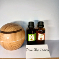 Combo 2 tinh dầu 50 ml tặng 1 máy xông tinh dầu ( hương tự chọn) sả chanh , quế, hoa nhài, hoa bưở