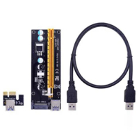 NEW-VER006 PCI-E Riser Card 006 PCIE 1X To 16X Extender 15Pin SATA Power 100CM 60CM USB 3.0 Cable For LTC ETH Mining Miner