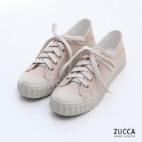 ZUCCA-雙色綁帶繩帆布休閒鞋-駝-z6906lc