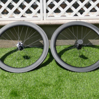Ultra Light Clincher Wheelset 60mm Full Carbon Road Cyclocross Bike Wheelset Disc Brake Thru Axle Front 110*12mm / Rear 148*12m