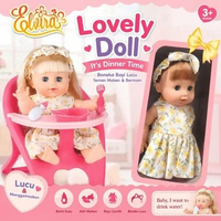 Lovely Doll It's Dinner Time Boneka Bayi Mainan Anak Bisa Minum Air Set Kursi Makan Boneka Edukasi