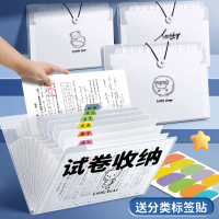 A4 Large Capacity File Folder 12 Compartments Transparent Accordion Bag Subject Stickers Thickened D