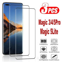 3Pcs Tempered Glass For Huawei Honor Magic 5 6 Lite Magic 5 6 Pro Curved Ultrasonic Fingerprint Screen Protector Glass Film