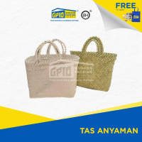 Tas Keranjang Anyaman Plastik Lurik