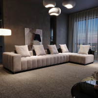 Light luxury, modern and minimalist fabric sofa, living room, new corner sofa