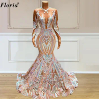 Special Dubai Evening Dresses Long Sleeves Unique Evening Gowns Mermaid Celebrity Dresses For Women Pageant Gowns Robe Longue