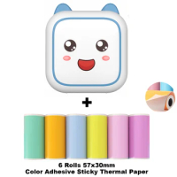 Mini Pocket Printer, Portable Thermal Printer with 6 Rolls Printing Paper, Bluetooth Wireless Tiny Printer for Photos/Stickers/L
