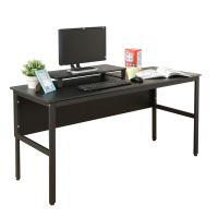 《DFhouse》頂楓150公分電腦辦公桌+桌上架-黑橡色 150*60*76