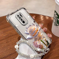 Case HP khusus untuk Xiaomi Poco M2 4G,Bunga Kristal Lapis Chrome Anti Jatuh - Desain Premium & Krea
