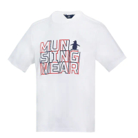 【Munsingwear】企鵝牌 男款白色方塊印花短袖純棉T-SHIRT MGQL2521