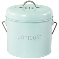 Compost Bin 3L - Stainless Steel Kitchen Compost Bin - Kitchen Composter for Food Waste - Coal Filter