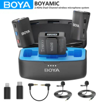 BOYA BOYAMIC Wireless Lavalier Lapel Microphone for iPhone Android DSLR Camera USB-C Live Streaming Youtube Video Recording Vlog
