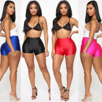 2022 Summer Hot Shorts Women Solid Color Stretchy High Waist Skinny Sexy Shorts Club Fitness Sports Biker Hip Short Pants