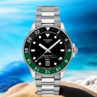 【TISSOT 天梭 官方授權】Seastar 1000 GMT 海星300米潛水手錶 40mm 母親節 禮物 送禮(T1208521105100)