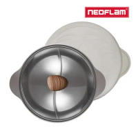 NEOFLAM 陶瓷鑄造28公分鴛鴦鍋含玻璃蓋-FIKA(IH、電磁爐適用)