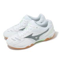 【MIZUNO 美津濃】羽球鞋 Wave Fang Pro 男鞋 白 灰 緩衝 膠底 高階 室內運動 羽排鞋 美津濃(71GA2100-71)
