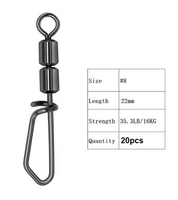 Double Snap T-Shape High Speed Rolling Swivel / Kili-Kili High Speed Tshape rolling swivel #8 (20bij