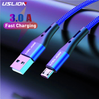 USLION Micro USB Cable Fast Charging For Samsung Xiaomi Android Redmi Note 5 Pro Data Cable Mobile Phone Charger Wire Cord Blue