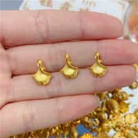 999 Pure 24K Yellow Gold Pendant Women 3D Gold Leaf Necklace Pendant
